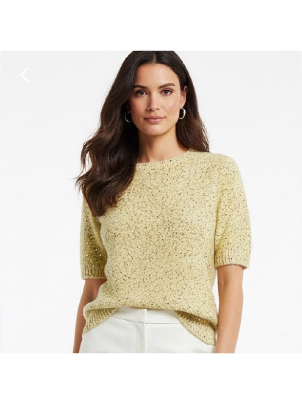 ZARA Sequin Knit Wool blend Sweater Yellow Dopamine Fairycore Whimsical Sz M